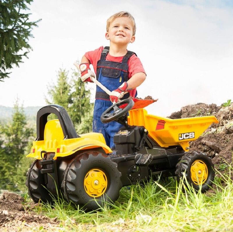 Tractor cu pedale copii Galben si cupa RollyToys Dumper JCB
