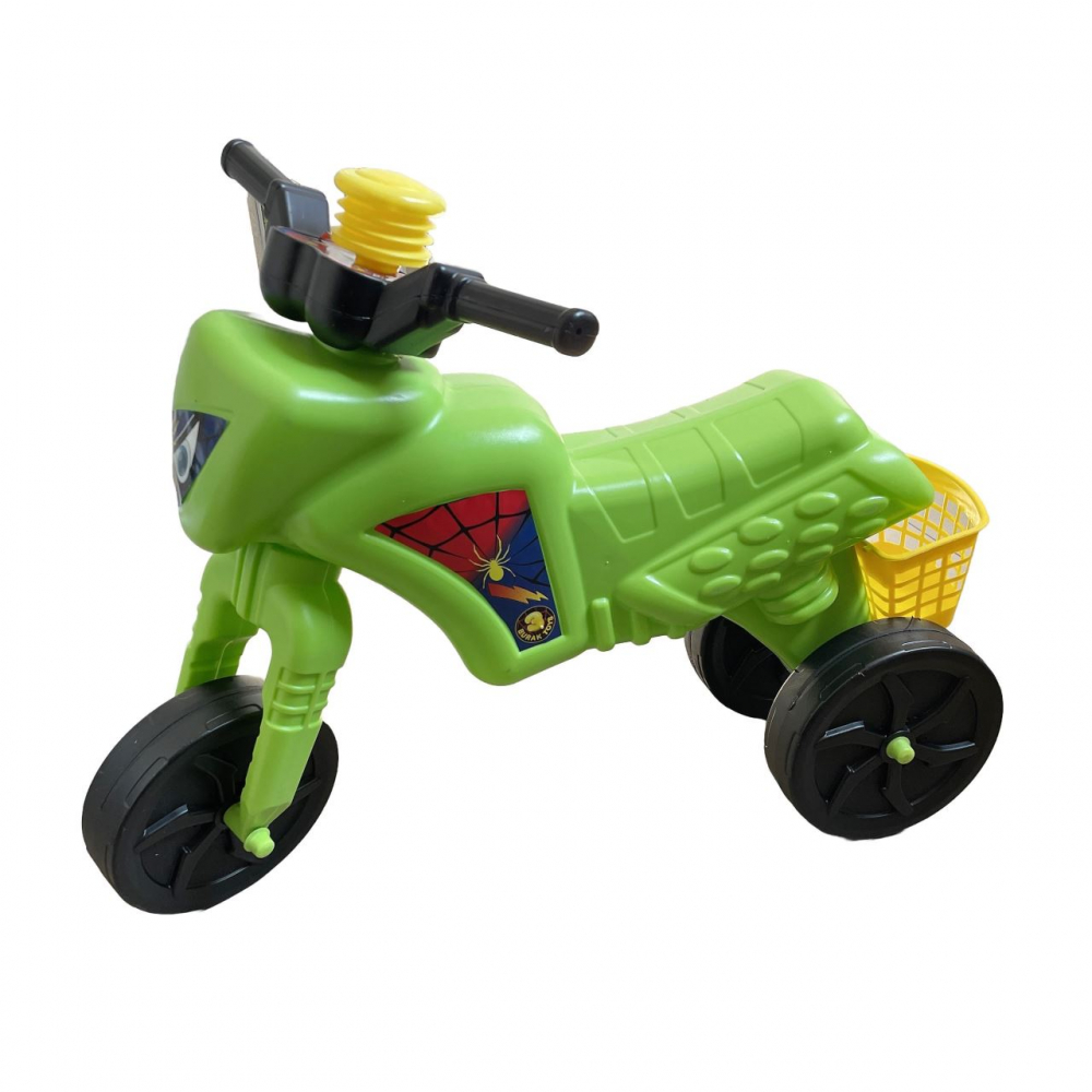 Tricicleta Spider Verde Enduro copii fara pedale cu cos depozitare