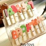 Set cifre din lemn suport clips si operatii matematice