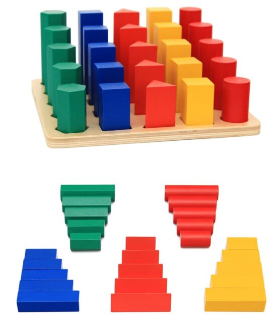 Sortare forme geometrice Montesori din lemn Curcubeu