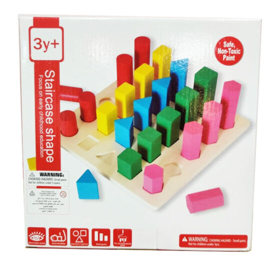 Sortare forme geometrice Montesori din lemn Curcubeu