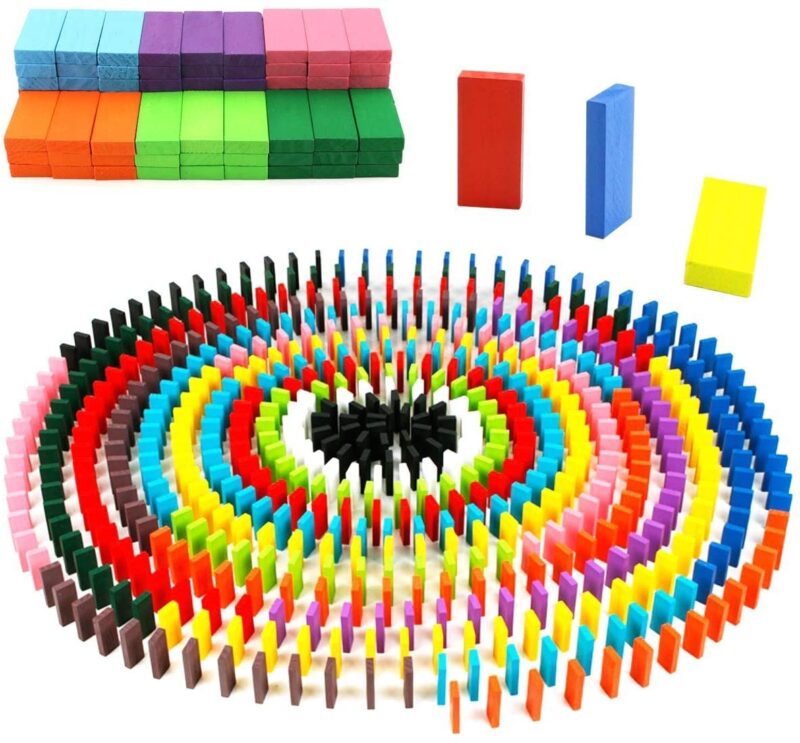 Joc societate Domino din lemn colorat 360-600 piese Joc societate Domino din lemn colorat 360-600 piese