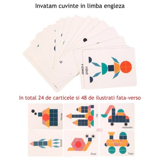 Joc educativ Tangram 180 forme geometrice
