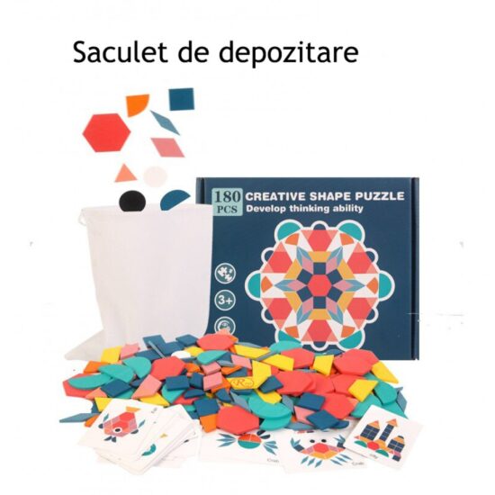 Joc educativ Tangram 180 forme geometrice