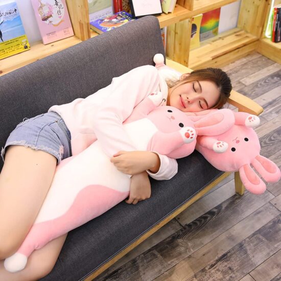 Perna lunga din plus Jucarie Iepurasul Roz moale si pufos