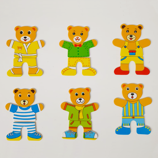 Puzzle potrivire Familia ursuletilor din lemn