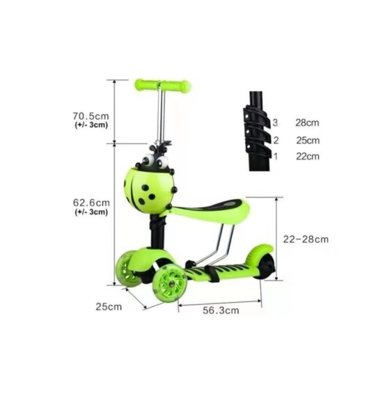 Trotineta copii cu scaun model Buburuza vesela 5 in 1