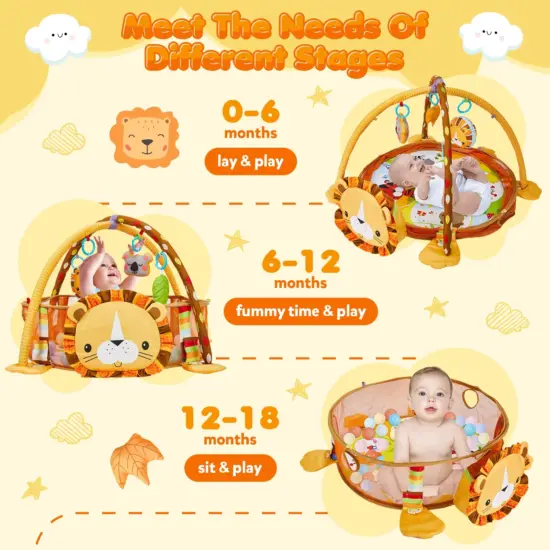 Saltea de joaca cu activitati bebe Leu centru de joaca 3in1