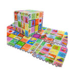 Covor de joaca tip puzzle cu fructe si litere copii