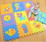 Covor puzzle mare cifre litere animale forme 30 piese