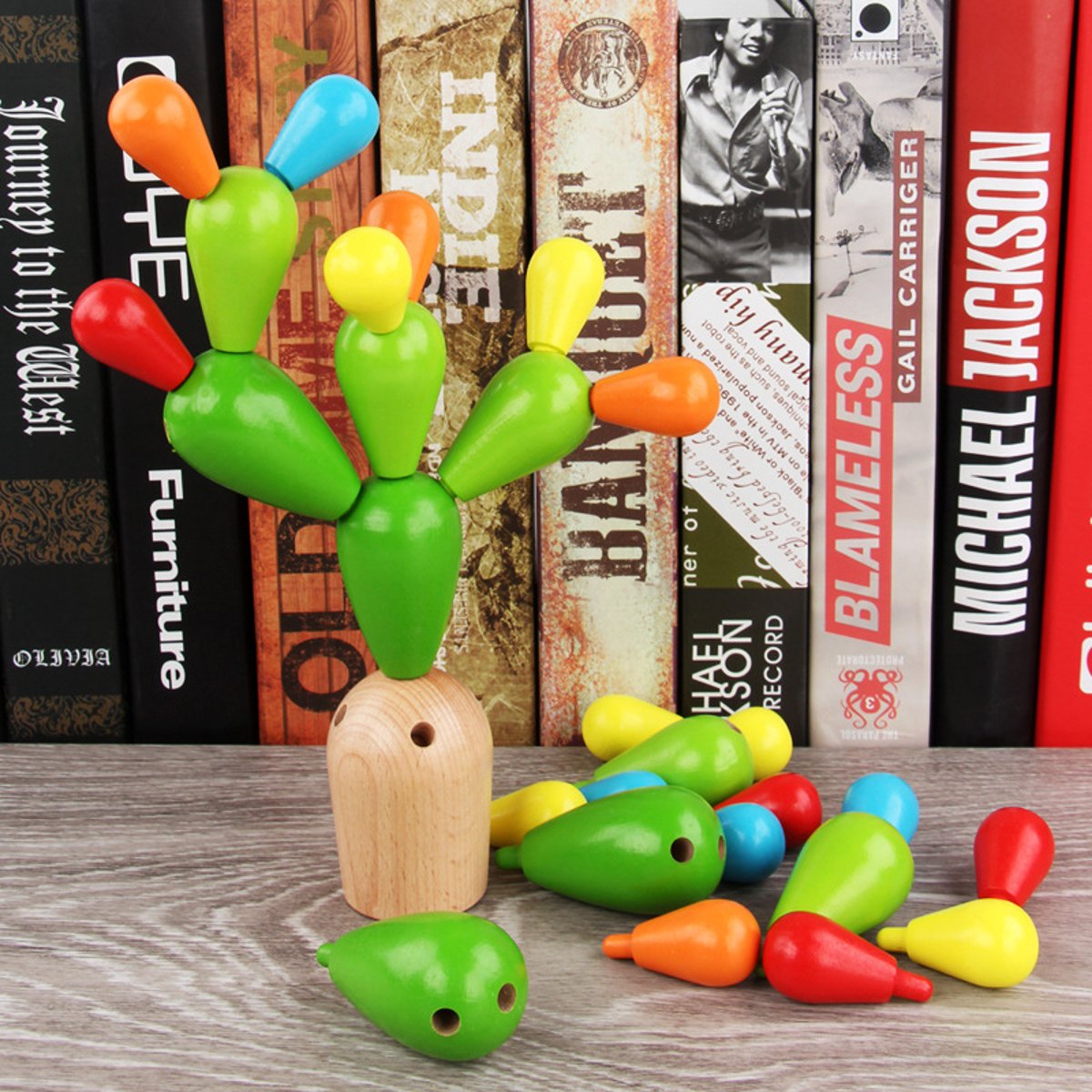 Cactus colorat Jucarii lemn Montessori de echilibru Asamblare