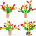 Cactus colorat Jucarii lemn Montessori de echilibru Asamblare