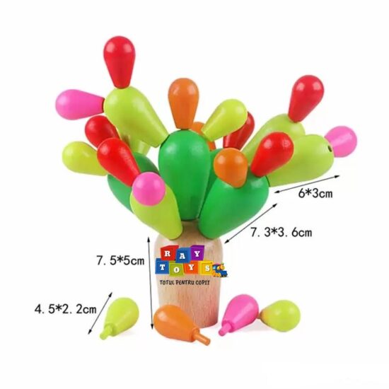 Cactus colorat Jucarii lemn Montessori de echilibru Asamblare