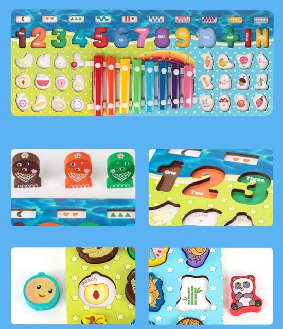 Joc logaritmic Cifre Pescuit magnetic Animale Fructe