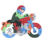 Puzzle Motocicleta cu litere si cifre 26 piese 3D lemn