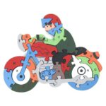 Puzzle Motocicleta cu litere si cifre 26 piese 3D lemn