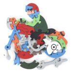 Puzzle Motocicleta cu litere si cifre 26 piese 3D lemn