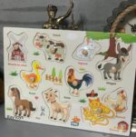 Puzzle incastru Animale domestice din lemn in Limba Romana