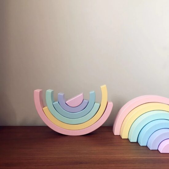 Curcubeu Pastel 6 semicercuri din lemn Joc echilibru
