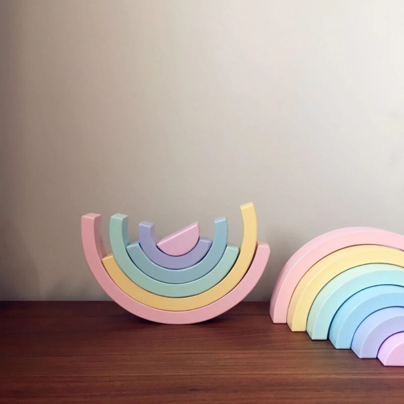 Curcubeu Pastel 6 semicercuri din lemn Joc echilibru