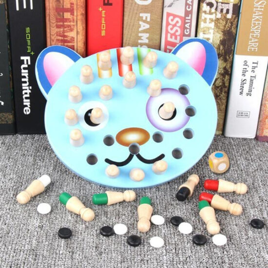 Joc memorie Sah lemn 2 in 1 Memory Chess colorat