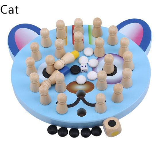 Joc memorie Sah lemn 2 in 1 Memory Chess colorat