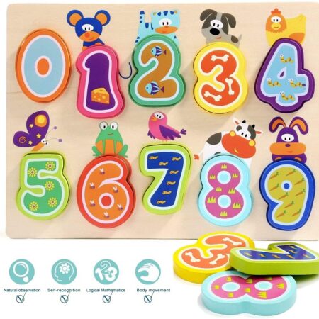 Puzzle piese mari 3D cifre cu animale 0 - 9 Topbright