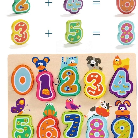 Puzzle piese mari 3D cifre cu animale 0 - 9 Topbright