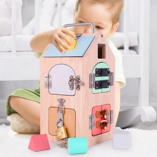 Tabla Montessori Activitati multiple educative Tabla de scris Casuta portabila Activitati multiple educative Tabla de scris