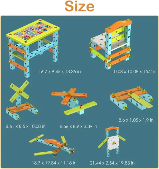 Banc de lucru Masa cu scaun Set creativ 140 de piese STEM