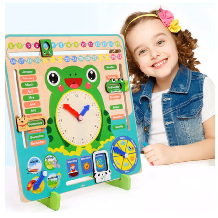 Ceas si Calendar lemn Broscuta Jucarii educative copii
