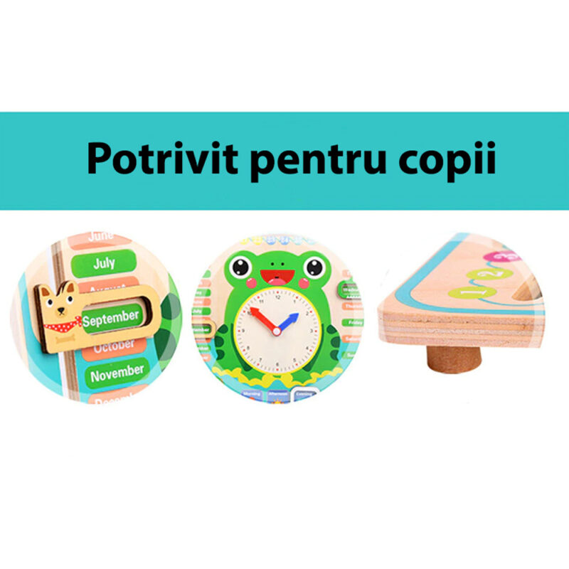 Ceas si Calendar lemn Broscuta Jucarii educative copii