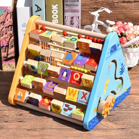 Centru de activitati din lemn litere si imagini(engleza) 5 in 1