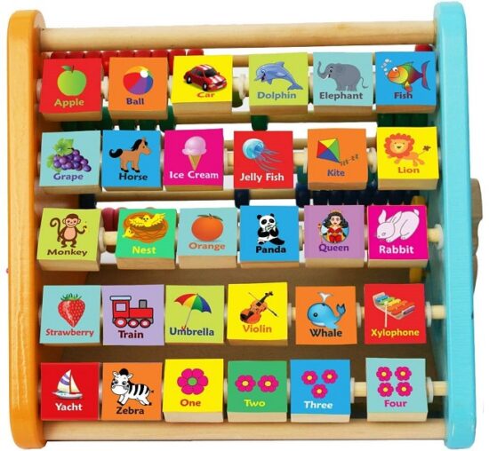 Centru de activitati din lemn litere si imagini(engleza) 5 in 1