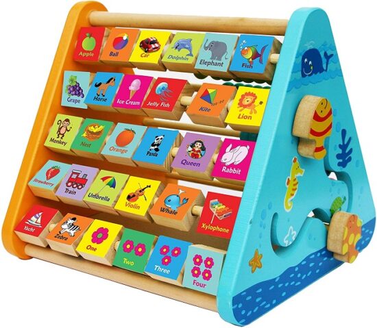 Centru de activitati din lemn litere si imagini(engleza) 5 in 1