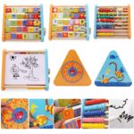 Centru de activitati din lemn litere si imagini(engleza) 5 in 1