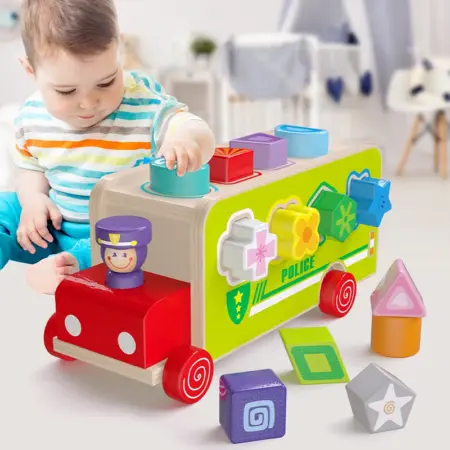 Masina politie lemn de impins Sortator forme geometrice