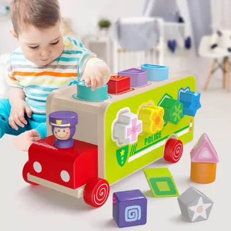 Masina politie lemn de impins Sortator forme geometrice