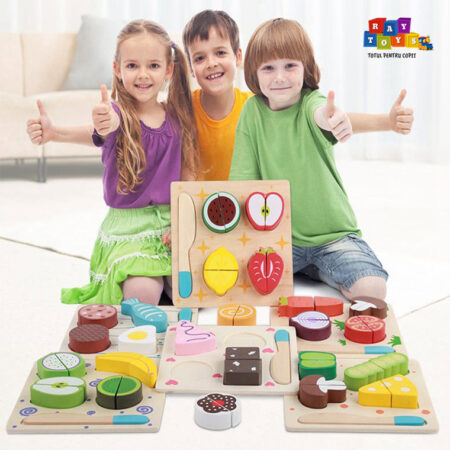Set-3-puzzle-3D-lemn-Jucarii-de-bucatarie-Feliate