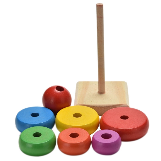 Turn din lemn cu inele tip cerc forma Piramida Rainbow4
