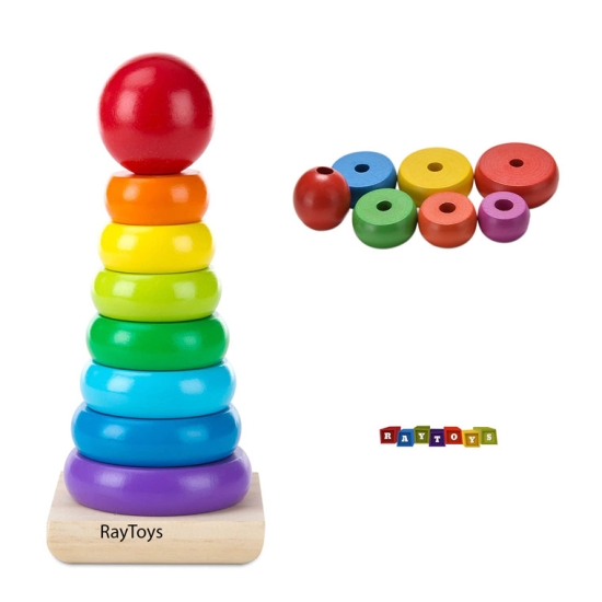 Turn din lemn cu inele tip cerc forma Piramida Rainbow4