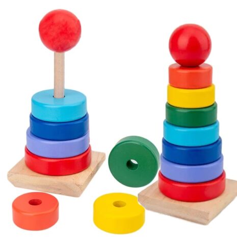 Turn lemn cu inele tip cerc forma Piramida Rainbow