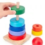 Turn lemn cu inele tip cerc forma Piramida Rainbow