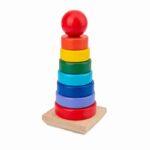 Turn lemn cu inele tip cerc forma Piramida Rainbow