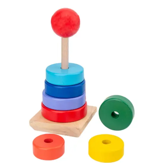 Turn lemn cu inele tip cerc forma Piramida Rainbow