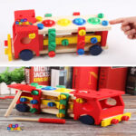 Camion-din-lemn-banc-scule-si-ciocanel-cu-bile-2in12
