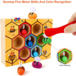 Jucarie-sortator-din-lemn-Stupul-de-albine-cu-penseta3