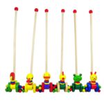 Jucarie de impins pentru copii animalute din lemn