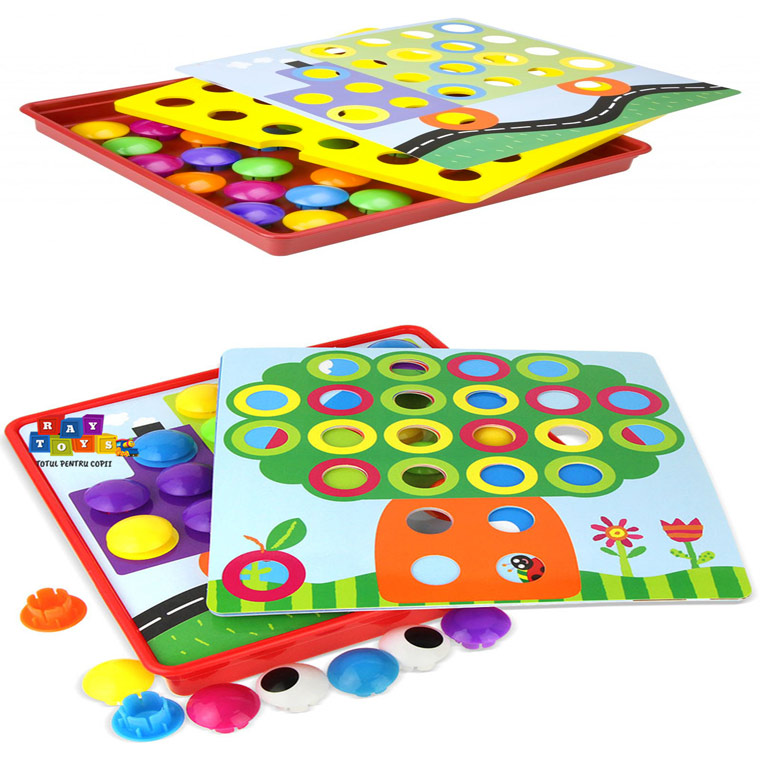 I complain Portuguese Additive Joc mozaic cu butoni puzzle 12planse Genius Art - Ray Toys
