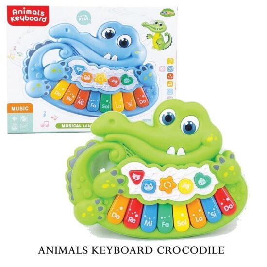 Pian de jucarie bebe cu lumini si muzica Crocodil Pian de jucarie bebe cu lumini si muzica Crocodil